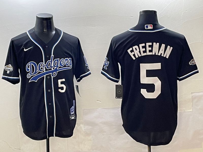 Men Los Angeles Dodgers #5 Freeman Black Fashion Game 2025 Nike MLB Jersey style 3067